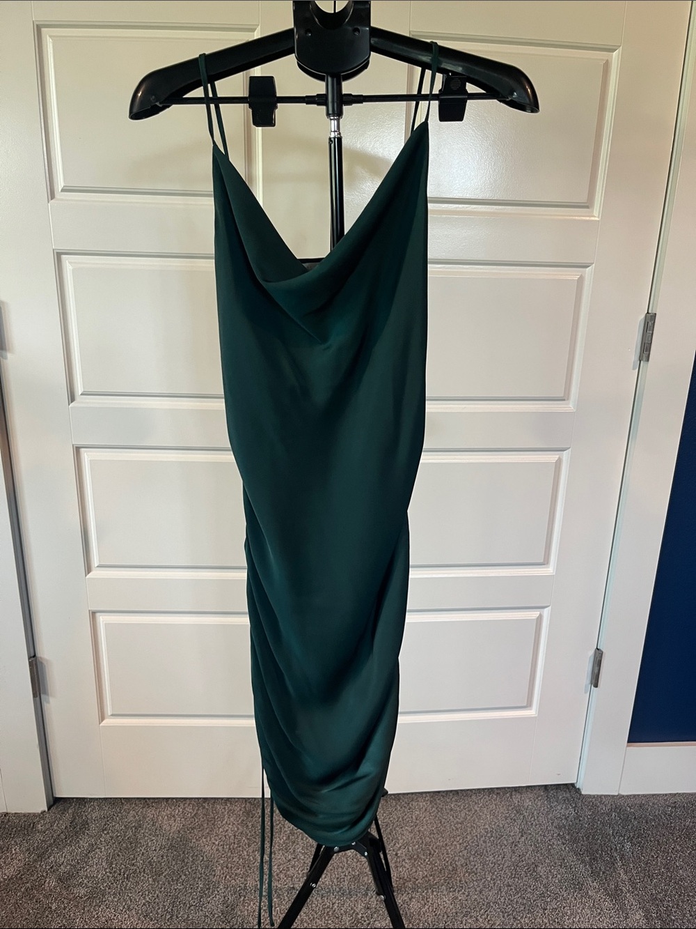 ILLA ILLA Dark Emerald Cowl Neck Midi Slip Dress